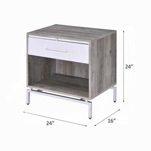 English Elm 1 Modern Kids Nightstand with Drawer and Open Shelf for Contemporary Bedrooms and Smart Storage Solutions Grey,Oak B016P256492