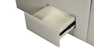 English Elm ZOYA Queen Beige smart multifunctional bed with massage chaise, Bluetooth, USB charging, storage B009S01006