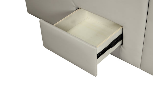 English Elm ZOYA Queen Beige smart multifunctional bed with massage chaise, Bluetooth, USB charging, storage B009S01006