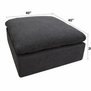 English Elm Coffee Bean Shaped Upholstered Ottoman Foam Core Oversized Square Living Room Seat Dark Gray B2748P476023