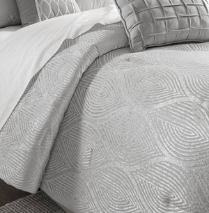English Elm 10-piece California King Velvet Jacquard Comforter Set Layered Bedding with Microfiber Shams Grey B035P482945