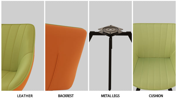 English Elm 63" Medieval-Modern Cream Dining Table Set With 4 Green Pu Chairs & Black Metal Legs For Style W2189S00759