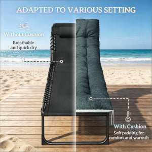 English Elm Adjustable Outdoor Chaise Lounge Set with Mesh Fabric Steel Frame and Removable Cushions Black+ Gray T3971P506022