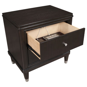 English Elm Niguel Brown 2-Drawer Nightstand with Felt-Lined Top Drawer, Modern Metallic Accents, Spacious Wood Storage, 27"H x 26"W Elegance B062P299914