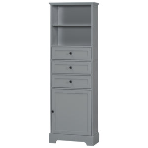 English Elm Gray Tall Storage Cabinet with 3 Drawers, Adjustable Shelves, Anti-Dump Device for Bathroom Office Home Organizing 42x23.75x6.5 WF323347AAE