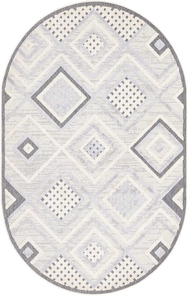 Unique Loom Arlo Hannah Machine Made Geometric Rug Sandy Beige, Gray/Beige/Black 5' 3" x 8' 0"