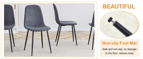 English Elm Table and Chair Set Modern Marble Glass Top with Four Linen Dining Seats W1151S04666
