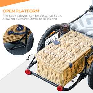 English Elm Aosom Folding Bike Cargo Trailer with Removable Box Quick Release Pneumatic Wheels W2225P200591