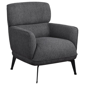 English Elm 1pc Modern Transitional Upholstered Crescent Arm Accent Chair with Rounded Track Arms and Metal Legs Black,Grey 35 L x 31.25 W x 29 H B011P306685