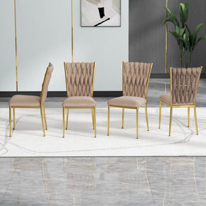 English Elm Modern Velvet Dining Chairs Set of 2 with Gold Legs Curved Back Foam Cushion W210P376369
