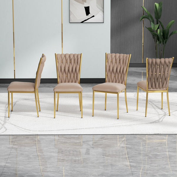 English Elm Modern Velvet Dining Chairs Set of 2 with Gold Legs Curved Back Foam Cushion W210P376369