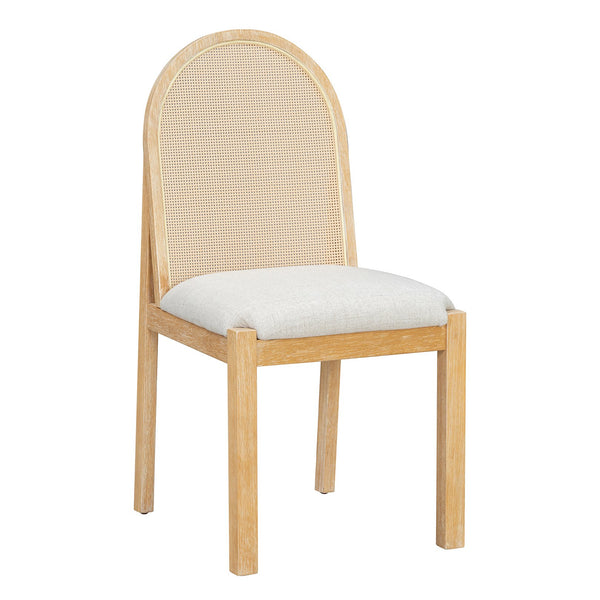 English Elm Trexm Farmhouse Oval Dining Set Seats Six with Rattan Back Chairs Oak Veneer Table Beige,Natural ST000157AAD