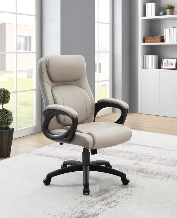 OSP Home Furnishings Faux Leather Executive Office Chair with Lumbar Support and Ergonomic Padded Seat FL13785-U42