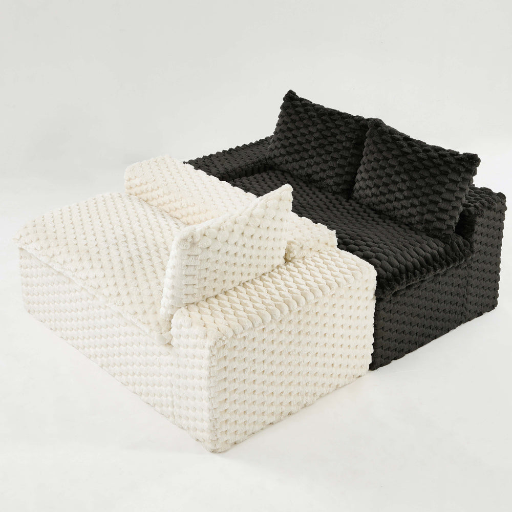 English Elm Luxury Color-Block Turtle Velvet Sofa - Modular, Cozy Seating For Stylish Living Room Decor & Comfort W3371S00050