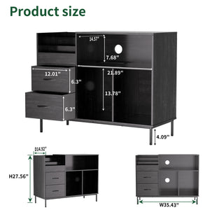 English Elm Record Player Stand with Flip-Down Lid, Built-In Power & USB, Dust-Protecting Turntable Console for 300+ Vinyls Black W2735P332345