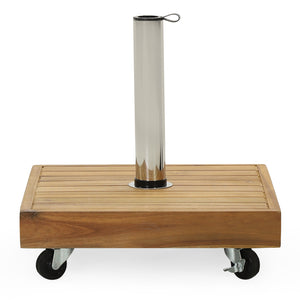 English Elm Christopher Knight Home® - RALPH Teak Square Umbrella Base – 40 lb Concrete & Acacia Wood, Stainless Tube, Fits 1.57–1.77" Poles 71822.00