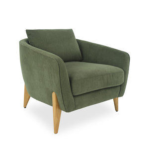 English Elm Accent Armchair Upholstered Low Profile Reading Chair with Lumbar Pillow Modern Living Room Seat Green W2308P462509
