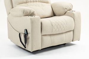 English Elm Lounge Electric Lift Recliner Chair With 180° Flat Lay, Dual Cup Holders & Soft Velvet Comfort W547S00049
