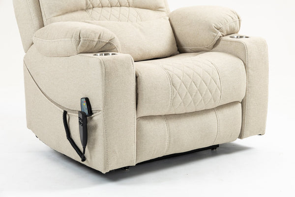 English Elm Lounge Electric Lift Recliner Chair With 180° Flat Lay, Dual Cup Holders & Soft Velvet Comfort W547S00049