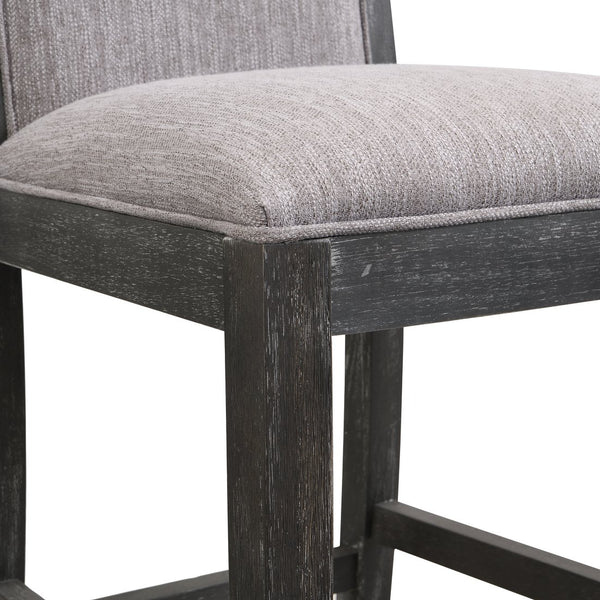 English Elm Christopher Knight Home® - 30.5 Inch Bar Stools Set of 2 with Upholstered Fabric Seats, Rubberwood Frame, 30.5" Height, 300 lb Capacity Black+Grey N780P192217B
