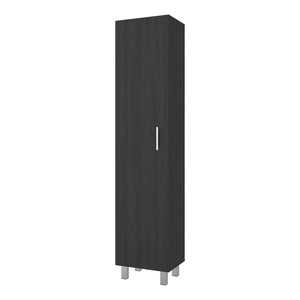 English Elm Vegas Tall Narrow Oak Tower Cabinet with Fixed Shelves for Laundry Utility Rooms Wenge B128P473979