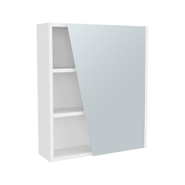English Elm White Medicine Cabinet With Full-Length Mirror, Open Shelves & Stylish Hidden Storage For Any Bathroom B062P323179-GIGA