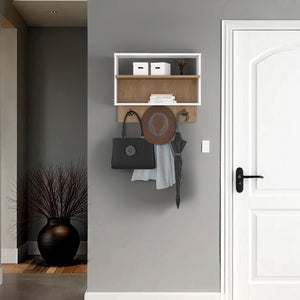 English Elm Bigler Wall Mounted Shelf with Hooks Minimalist Entryway Organizer for Modern Homes B092P390623
