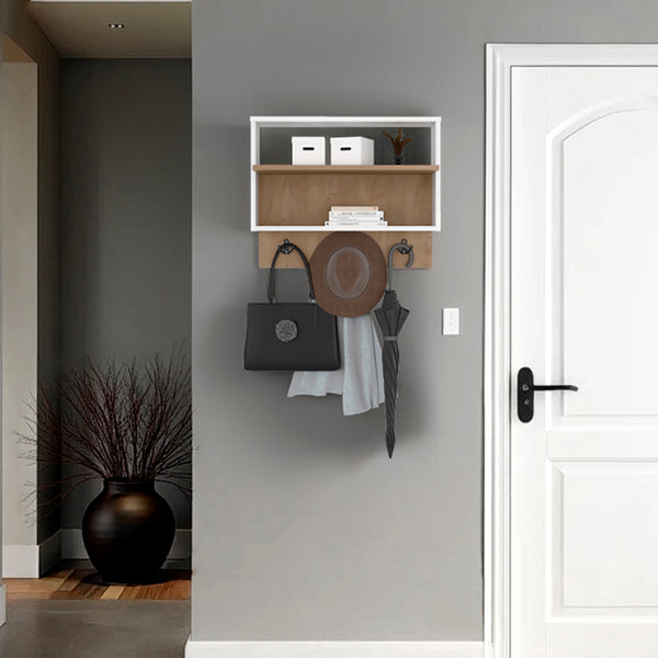 English Elm Bigler Wall Mounted Shelf with Hooks Minimalist Entryway Organizer for Modern Homes B092P390623