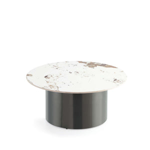 English Elm Alondra Modern Coffee Table With Sintered Stone Top & Black Stainless Steel Base For Stylish Living B365S00055