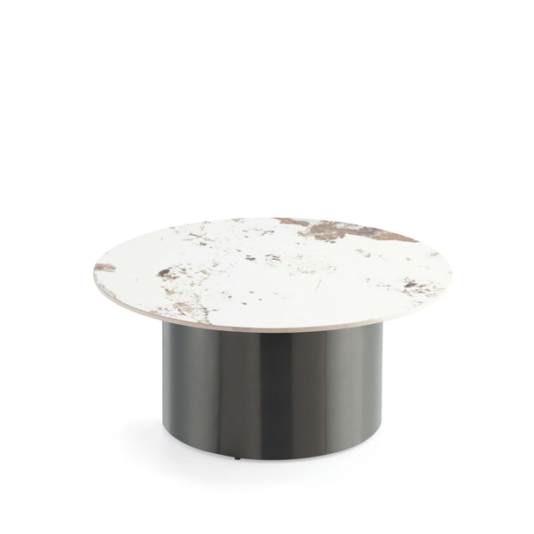 English Elm Alondra Modern Coffee Table With Sintered Stone Top & Black Stainless Steel Base For Stylish Living B365S00055