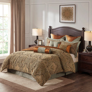 Hampton Hill Canovia Springs Traditional 10 Piece Jacquard Comforter Set JLA10-055 Brown