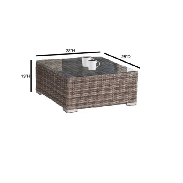 English Elm 6-Person Wicker Seating Set with Cushions Fully Assembled — Plush Weather-Resistant Outdoor Sectional Sofa Grey Mix B120S00099