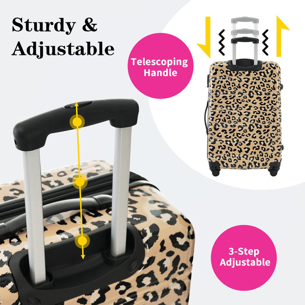 English Elm Hardshell Polycarbonate Luggage Set Three Piece Spinner Suitcases with Tsa Lock Brown Leopard N732P218227W