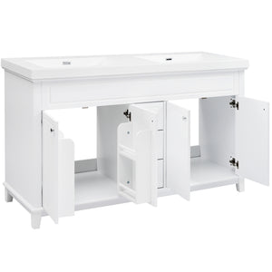 English Elm [video] 60 Inch Freestanding Bathroom Vanity Dual Resin Sinks Soft Close White Cabinet N759S351759K