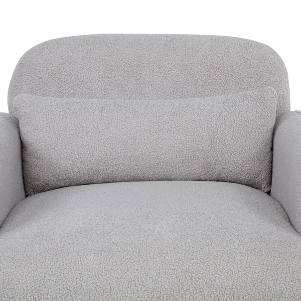 English Elm Stylish Teddy Fleece Single Sofa Chair with Arms and Pillow, Cozy Accent Armchair for Living Room Gray 30 L x 24.75 W x 24 H W1716P196466