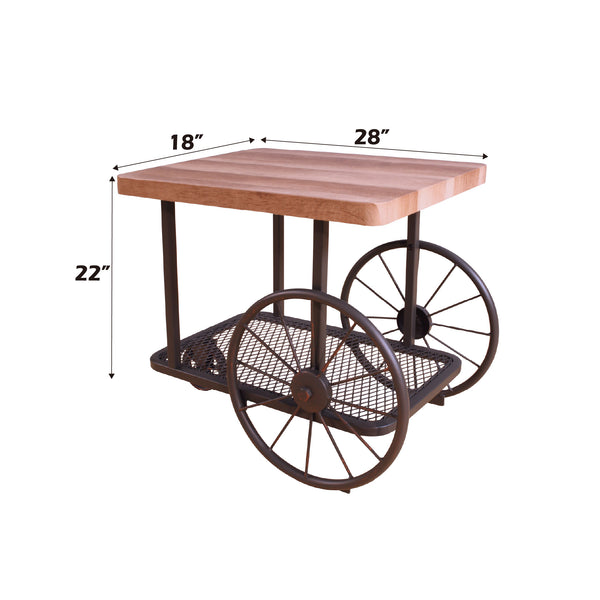 English Elm Francie Industrial Coffee Table with Diamond Mesh Shelf, Metal Wheels & Antique Gray Wood Finish Oak 30 L x 22 W x 7 H B2726P251279