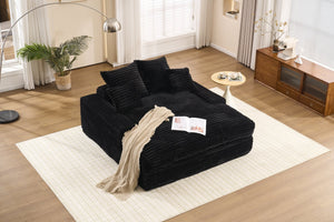 English Elm 028dr-oversized Corduroy Chaise Lounge Sleeper Chair Xxl Seat for Studio Living Black W527S00007