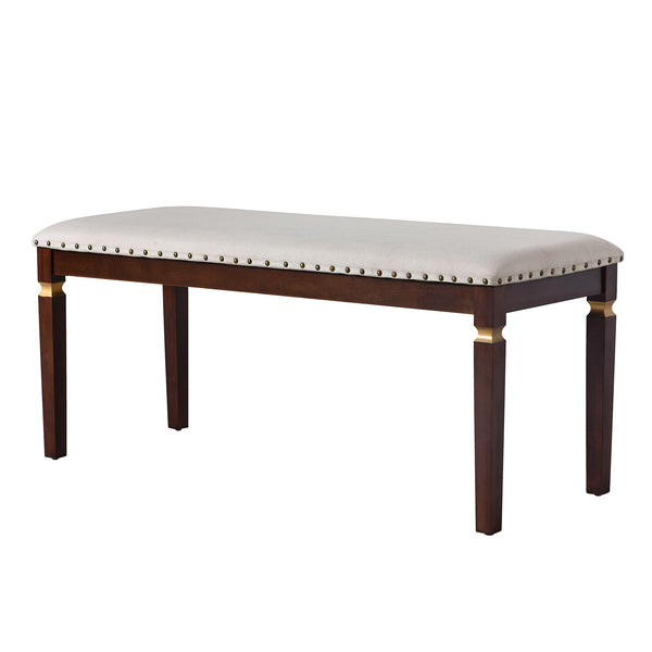 English Elm 6-Piece Kitchen Dining Set with 60" Rectangular Table, Tufted High-Back Chairs & Bench, Durable Wood Espresso N752S001080P