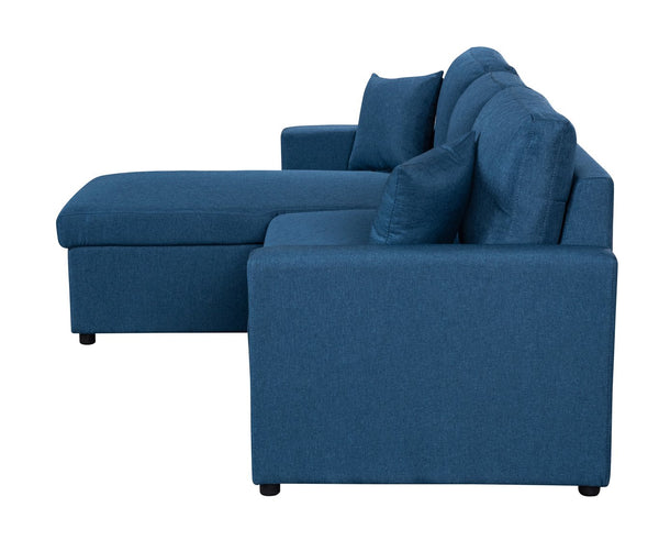 English Elm Sorrelle Linen Sleeper Sectional with Reversible Chaise and Hidden Storage Compartment Blue B2749S00039