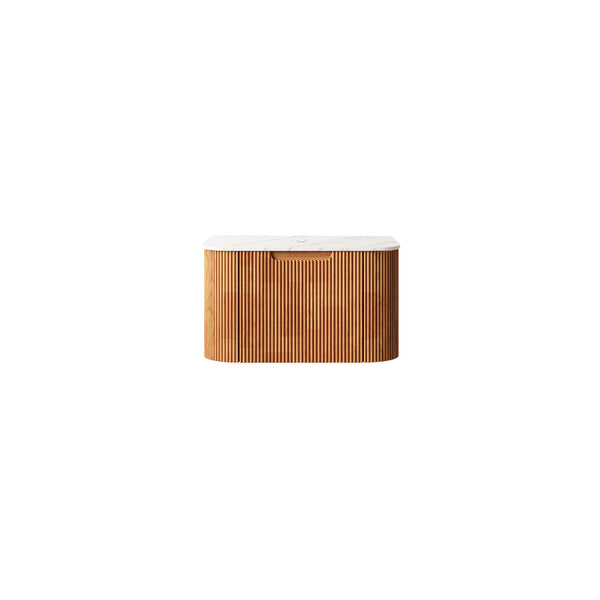 English Elm Dina Wall Mounted Bathroom Vanity Cabinet Marble Countertop Woodgrain Drawer W2615P210203