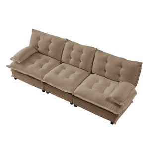 English Elm 107" Modular Cloud Sectional Sofa Deep Seat Chenille Upholstered Living Room Couch Light Coffee W714S01702