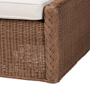 English Elm Bohemian Natural Rattan Braided Footstool Woven Pouf for Living Room Boho Decor B2750P467827