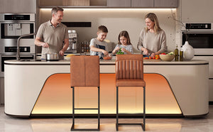 English Elm Faux Leather Counter Stools Set of Two Ergonomic Curved Back Metal Frame Kitchen Seating W5096P400642