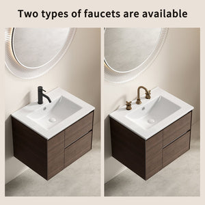 English Elm 24 Inch Ceramic Vanity Sink Top Oval Basin Glossy White Three Hole Contemporary Bath W3402P444510