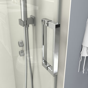 English Elm 56" Frameless Sliding Shower Door Tempered Glass Soft Close Matte Hardware Alcove Fit Chrome W1920P385327