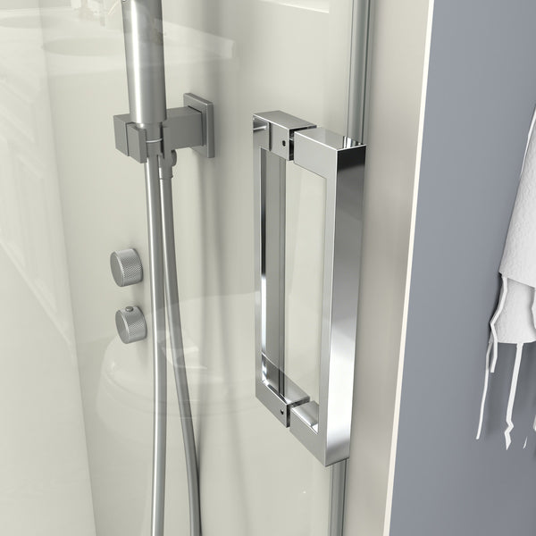 English Elm 56" Frameless Sliding Shower Door Tempered Glass Soft Close Matte Hardware Alcove Fit Chrome W1920P385327