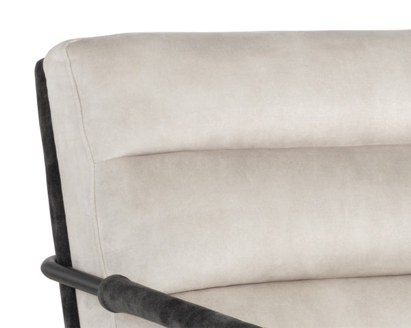 Sunpan TRISTEN Lounge Chair - Mid-Century Modern Design with Two-Tone Upholstery in Nono Cream & Dark Green 107777