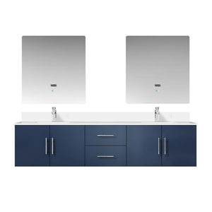 English Elm Navy Double Bath Vanity 80" W x 22" D with Cultured Marble Top, Chrome Faucets & LED Mirrors (30") B2731S01101