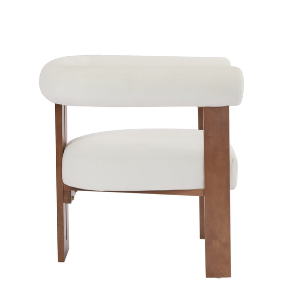 English Elm Christopher Knight Home® - Modern Upholstered Round Arm Accent Chair with Velvet Finish, Elegant Curved Back and Three Legs Design Beige 30.5 L x 29 W x 14.5 H N776P216194I