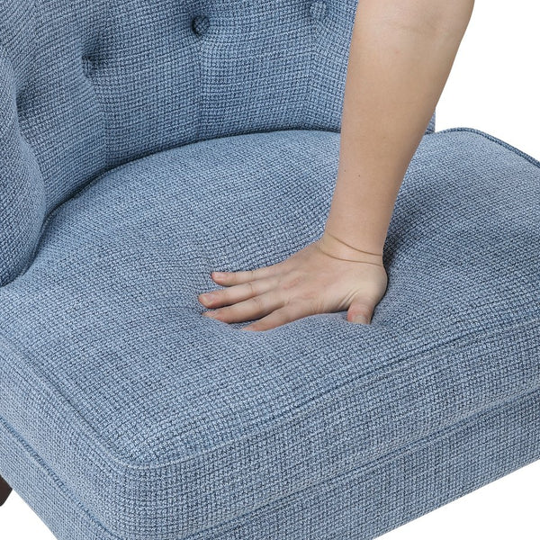 English Elm 1pc Modern Upholstery Button Tufted Accent Chair with Solid Wood Legs, Plush Cushioning for Living Rooms Blue 26.5 L x 28.5 W x 22.5 H B011P305017